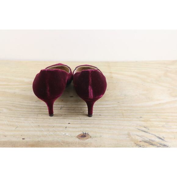 Jimmy Choo Shoes 40.5 Red Velvet Alia Kitten Heel Pumps Italy - Picture 3 of 10